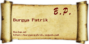 Burgya Patrik névjegykártya